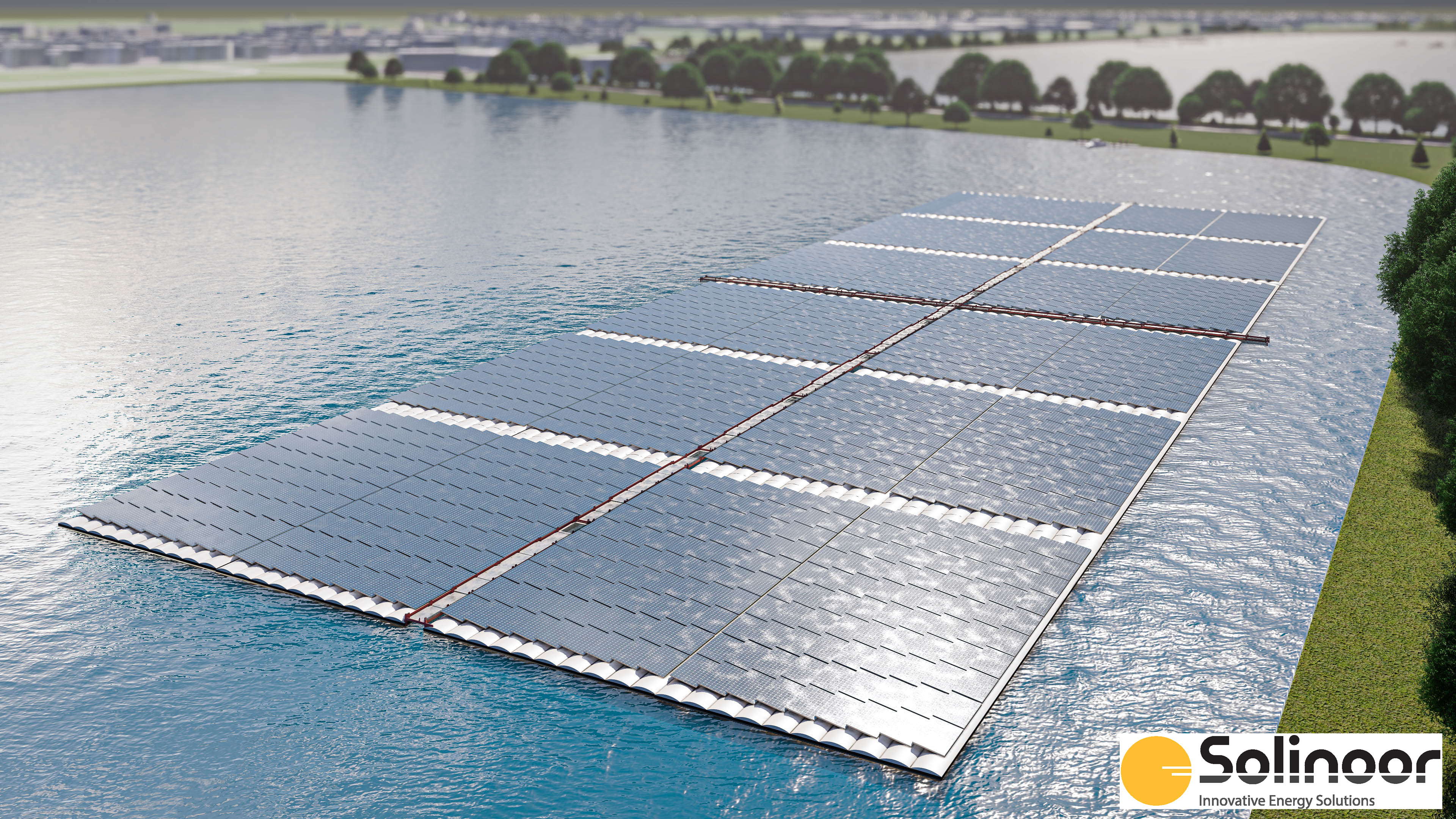 floating solar park in the floodplains of Gelderland, the Netherlands