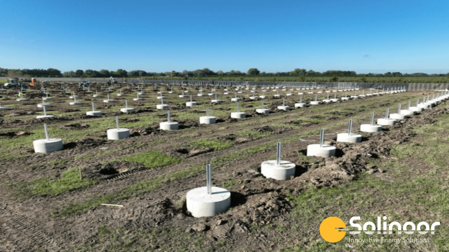 Geertjesgolf land based solar park concrete mounting foundations | Solinoor Innovative Energy Solutions